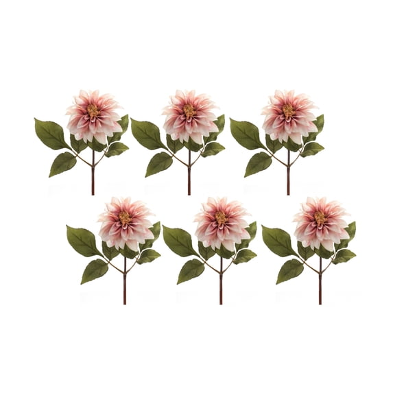 Melrose Set of 6 Pink Dahlia Spring Floral Artificial Stems 16"