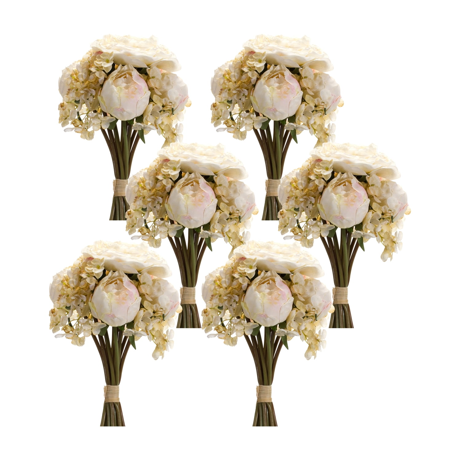 Elegant White Peony and Hydrangea Outdoor Bouquet Set