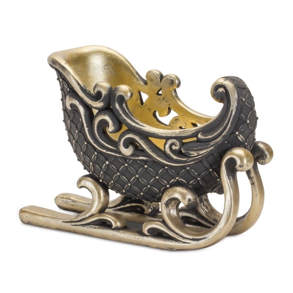 Melrose Santa Sleigh Christmas Tabletop Decoration - 10" - Black and Gold