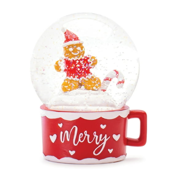 Melrose Snow Globe Mug with Gingerbread Man, Resin, 3.75-inch Height