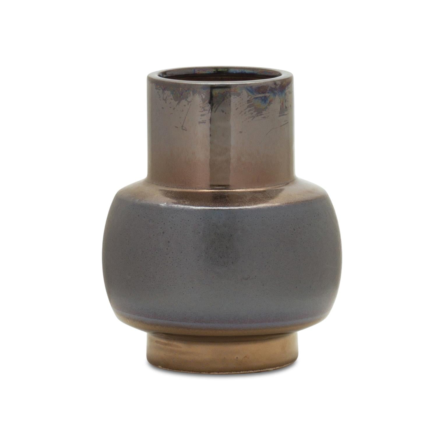 Melrose International Ceramic Urn Vase with Terra Cotta Accent 10.5