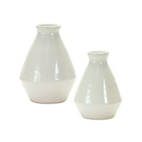 Melrose Set of 2 White Glazed Vase 6.25"
