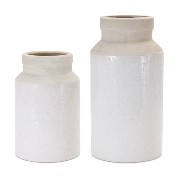 Melrose International Two Tone Stoneware Vase (Set of 2)
