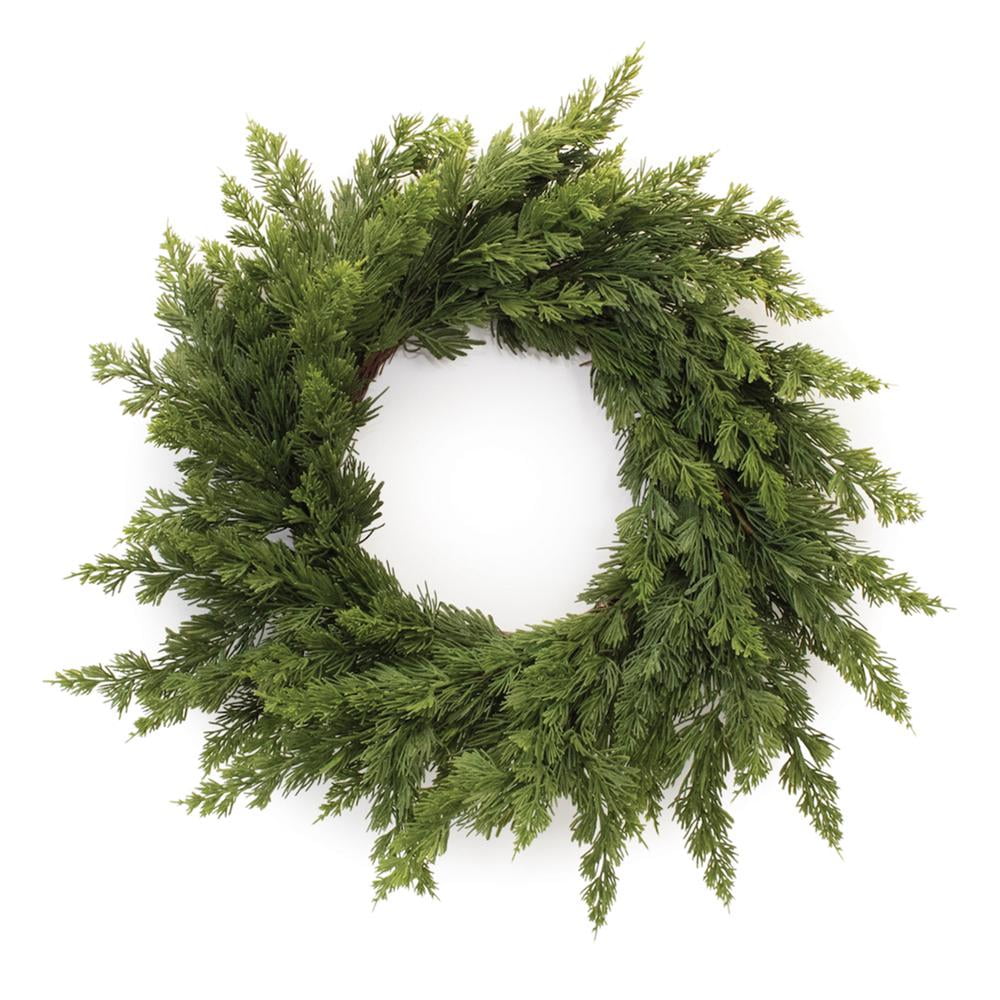 26" Green Artificial Pine Front Door Wreath