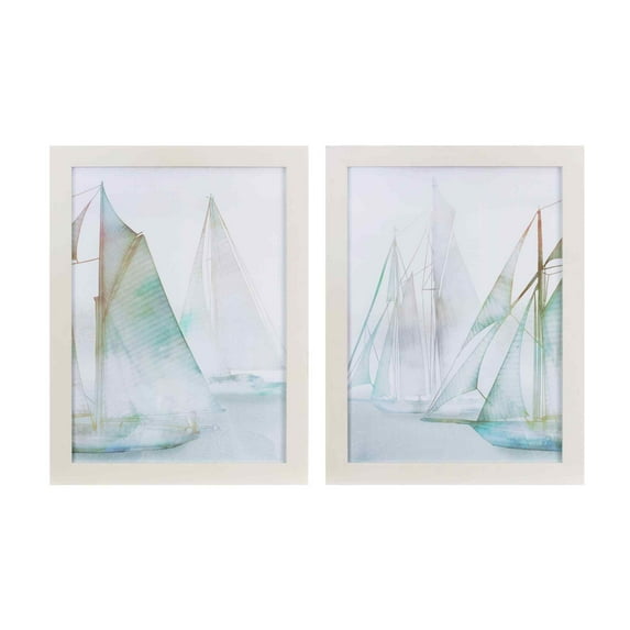 Melrose Watercolor Sailboat Framed Wall Art - 11.75" x 15.75" - Set of 2