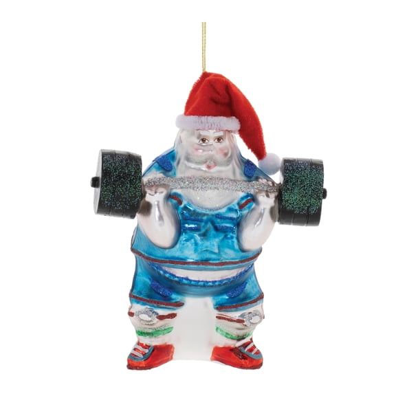 Melrose Weight Lifter Santa Ornaments  Set of 6