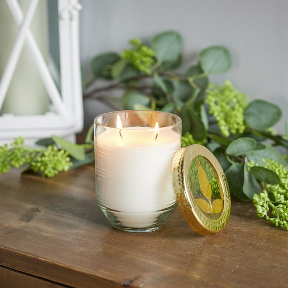 Melrose White Currant Scented Soy Wax Christmas Candle with Glass Holder - 5" - Gold