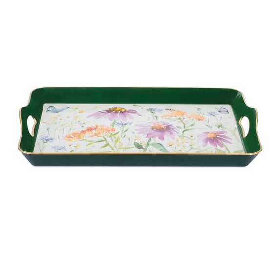 Melrose International Flower, Butterfly & Bee Tray 17"L x 11.5"W Plastic/Paper