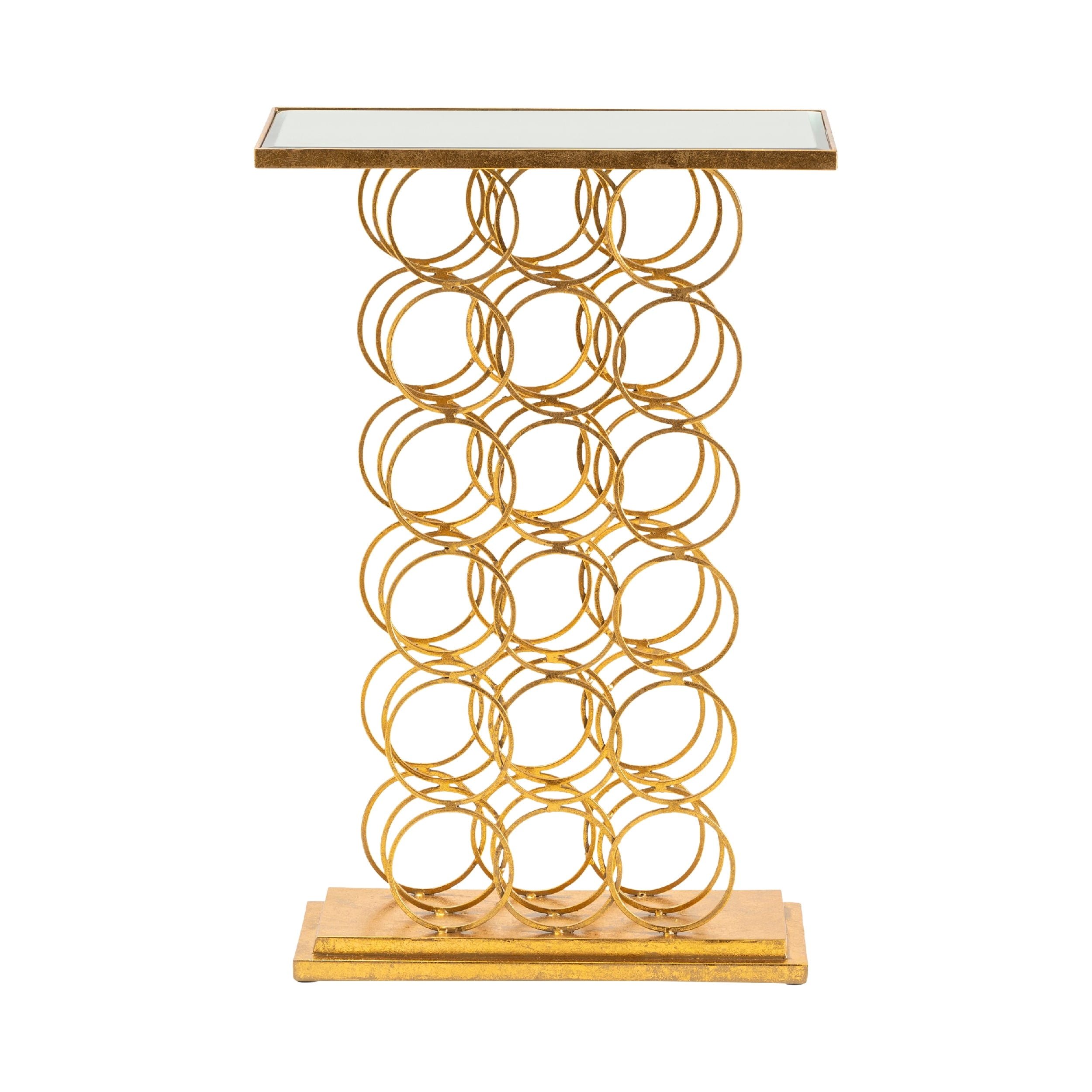 Melrose Wine Rack Console Table Gold Metal