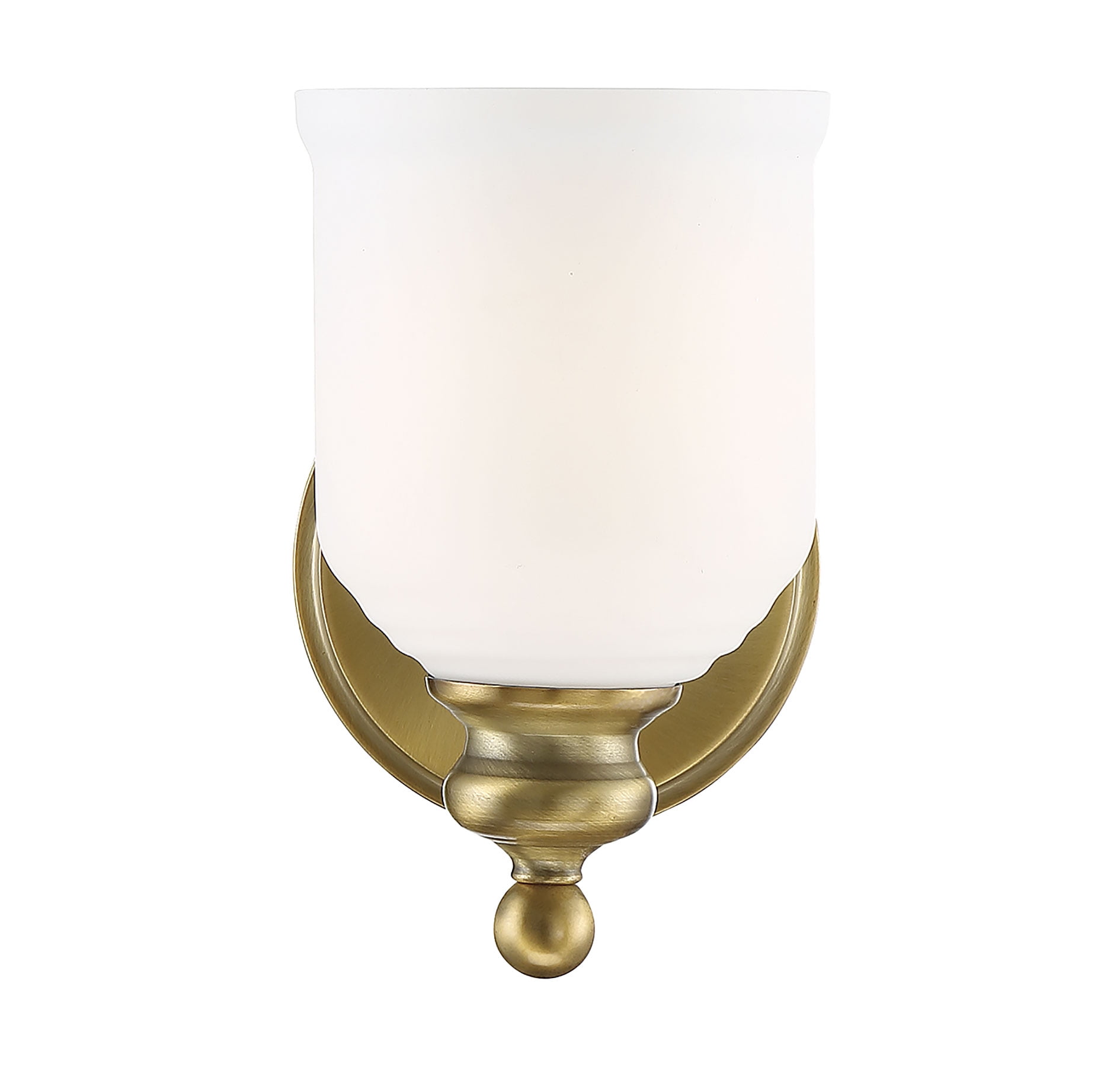 Melrose Warm Brass 1-Light Wall Sconce with Opal Glass Shade