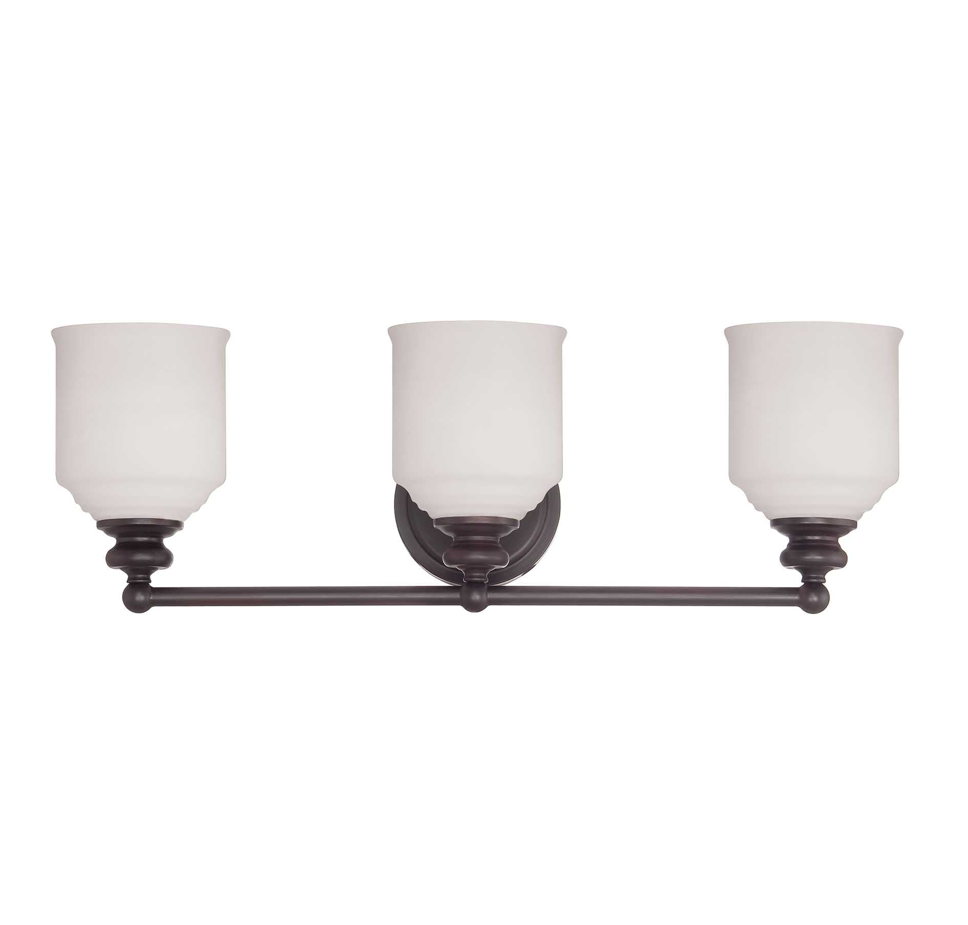 Melrose 3-Light Bronze Vanity Fixture with Opal Glass Shades