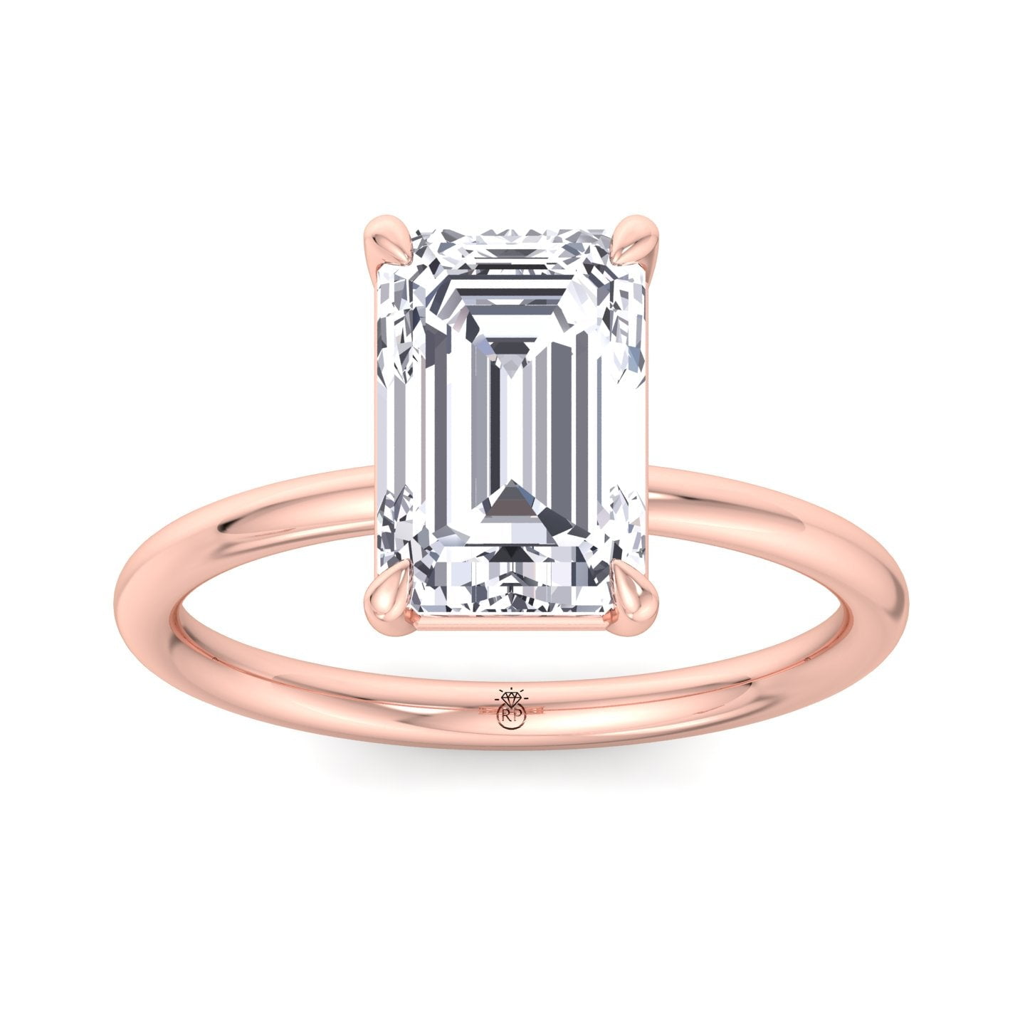 Melsa Emerald Cut Moissanite Lab Diamond Thin Band Solitaire