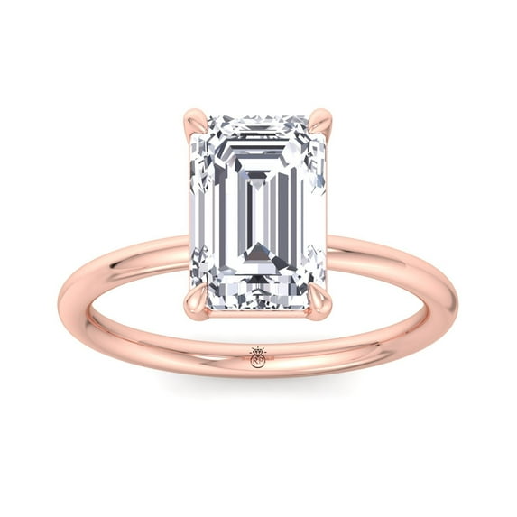 Melsa - Emerald Cut Moissanite Lab- Diamond Thin Band Solitaire Engagement Ring