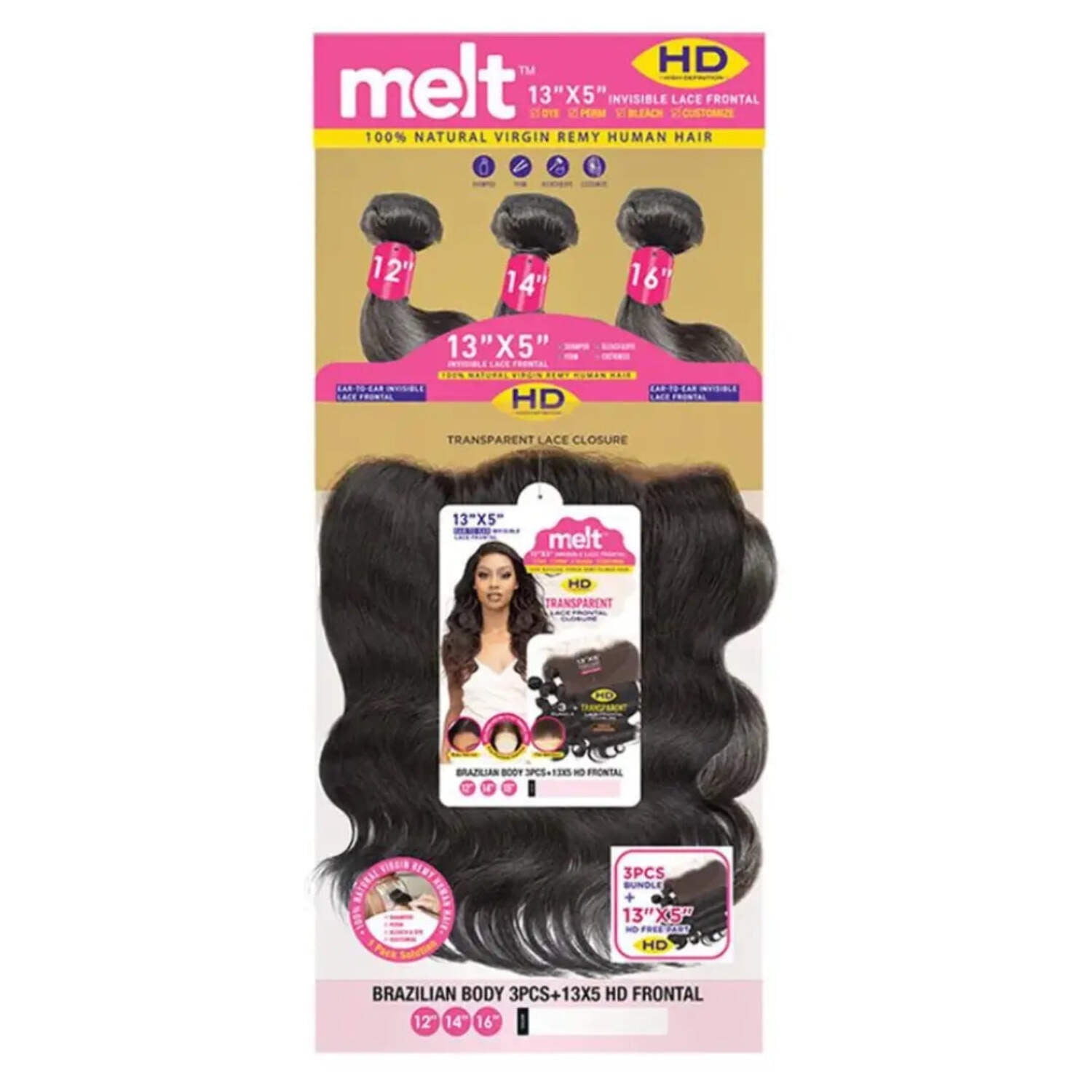Melt 1-Pack Solution 100% Virgin Remy Human Hair 3-Piece Bundles