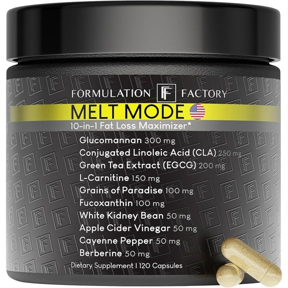 Formulation Factory Melt Mode Thermogenic Supplement, 10-in-1 Metabolism Support with Green Tea & L-Carnitine, 120 Capsules, 2-Month Supply
