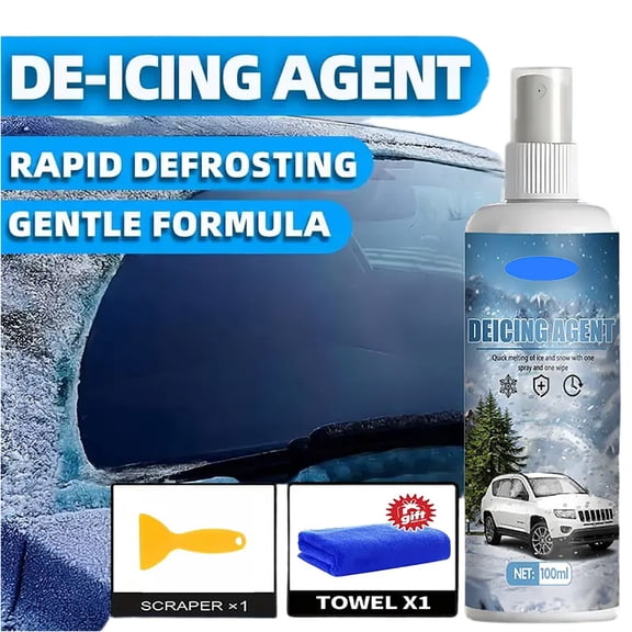 Melt it! Windshield De-Icer. Instantly Melts Ice & Winter Frost For Car Windshields, Windows, Mirrors, Key Locks, & Latches, Snow Melting Defrost Liquid For Car Window Cleaner, 100ML Spray