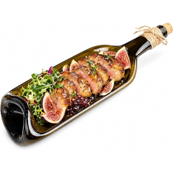 Melted Bottle Serving Tray, Glass Cheese Board for Cheese and Crackers