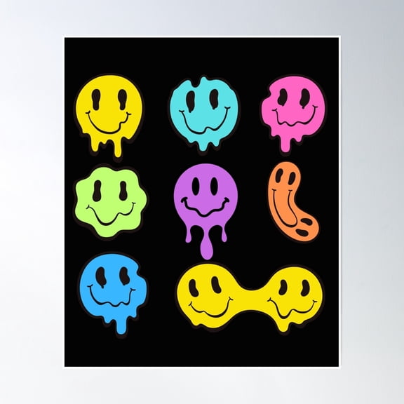 Melted Face Trippy Smile Melting Dripping Retro Poster Wall Art, Modern Wall Decor, 24x36 UNFRAMED