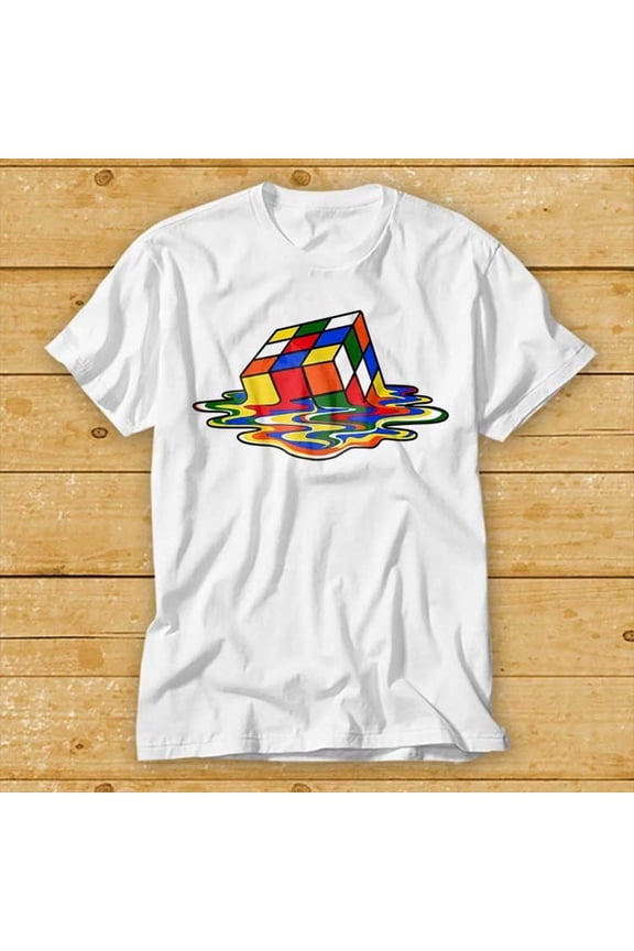 Melted Rubix Cube T Shirt Sheldon Cooper Funny Mens Best Gift Popular Tv Show Series Shirt Smart T-Shirt WHITE Unisex S-5XL Hot Trending Shirt, Vintage Birthday Gift