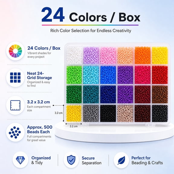 Melting Beads 2.6mm, 24 Mixed Colors For DIY Crafts Bracelet Making, Home Art Projects (BD)