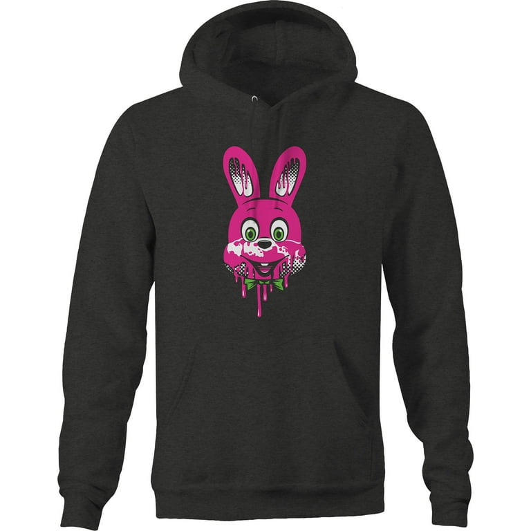 Melting Cartoon 90s Retro Pink Bunny Graphic Hoodies Xlarge Dark Grey