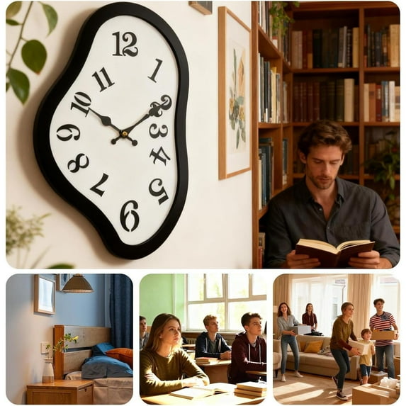 Melting Clock Silent Sweep Wall Clock Nordic Abstract Fashion Distorted Clock Interior Wall Clock for Gift Shop Living Room