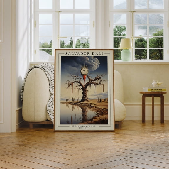 Melting Clock Surreal Time Theme Wall Art Unframed Paper Print