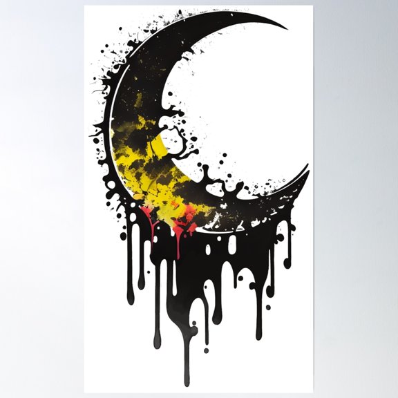 Melting Crescent Moon Graffiti Poster Wall Art, Modern Wall Decor, 12x18 UNFRAMED