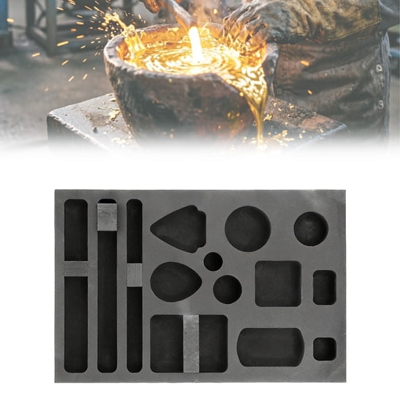 Melting Crucible Graphite Ingot Casting Mold High Density Refining Mold Versatile Casting Tool DIY Metal Crafts Durable Graphite Mold for Home Jewelry Making Users (14 Holes) 1Pcs