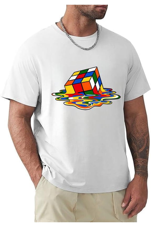 Melting Cube Funny Geek Gamer Puzzle Humor Logic Nerd Top Unisex T-Shirt, for men & women, up to size 5XL.