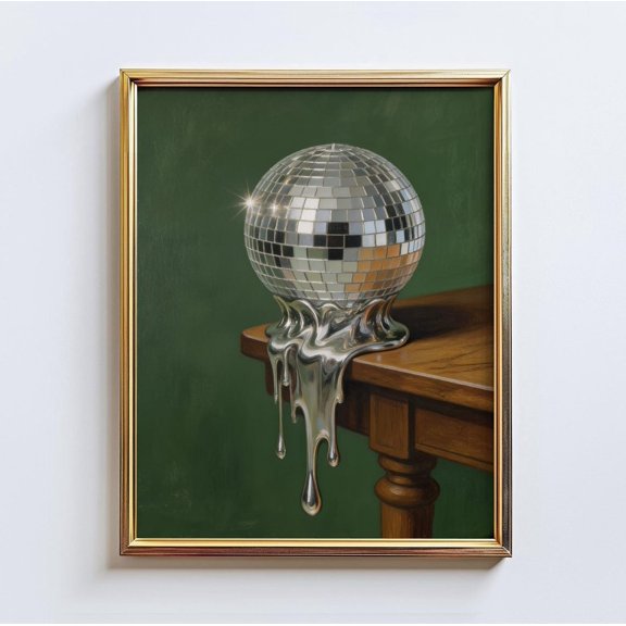 Melting Disco Surreal Disco Ball Wall Art Home Decor Unframed Paper Print