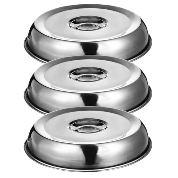 Melting Dome Lid Set of 3 - Stainless Steel Griddle Accessories for Teppanyaki Flat Top Griddle Grill,Silver(24cm)