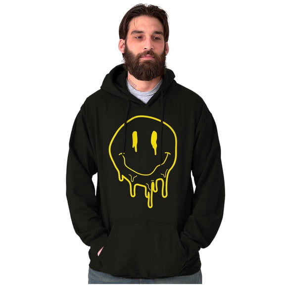 Melting Dripping Happy Face Smile Unisex Plus Fleece Graphic Hoodie Brisco Brands 5X