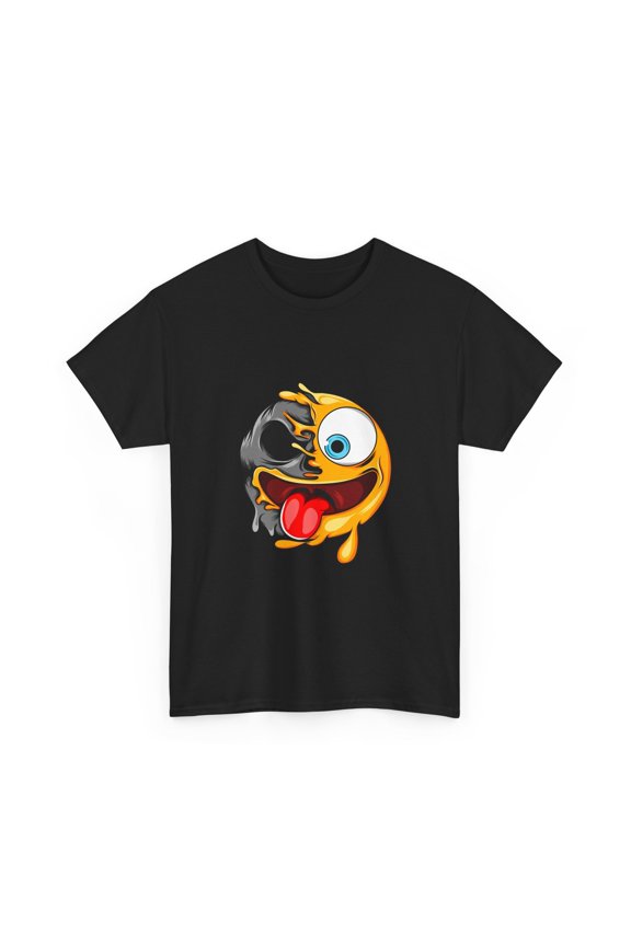 Melting Emoji Face T-Shirt | Dripping Goofy Smiley Tee, Cool T-Shirt, Tongue Out