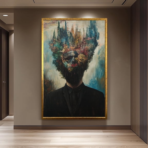 Melting Forest Head Man Poster, Unframed Paper Poster 8x10in