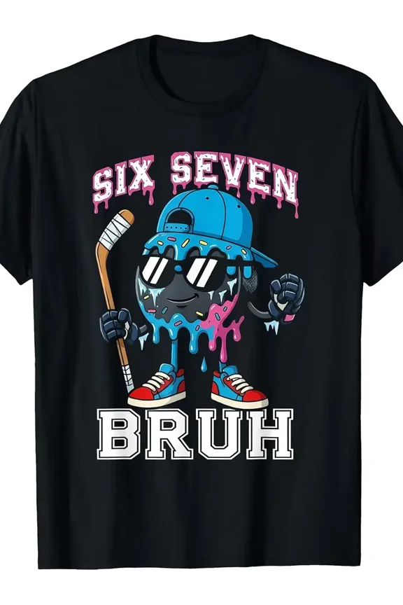 Melting Hockey Puck Number 67 for Youth Cotton Short Sleeve Graphic T-Shirt