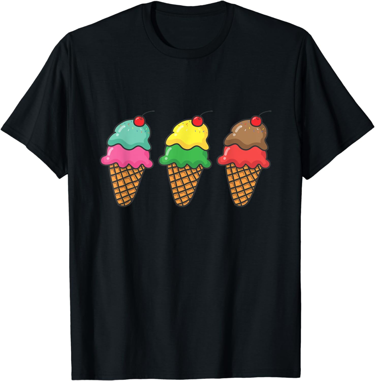 Melting Ice Cream Cones With Cherry T Shirt ,Cool Summer Tee - Walmart.com