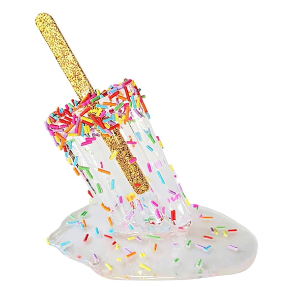 Melting Ice Cream Sculpture, Creative Resin Crafts Art Decorations, Popsicle Statue summer and cool Home Outdoor Decor Ornaments - Clear