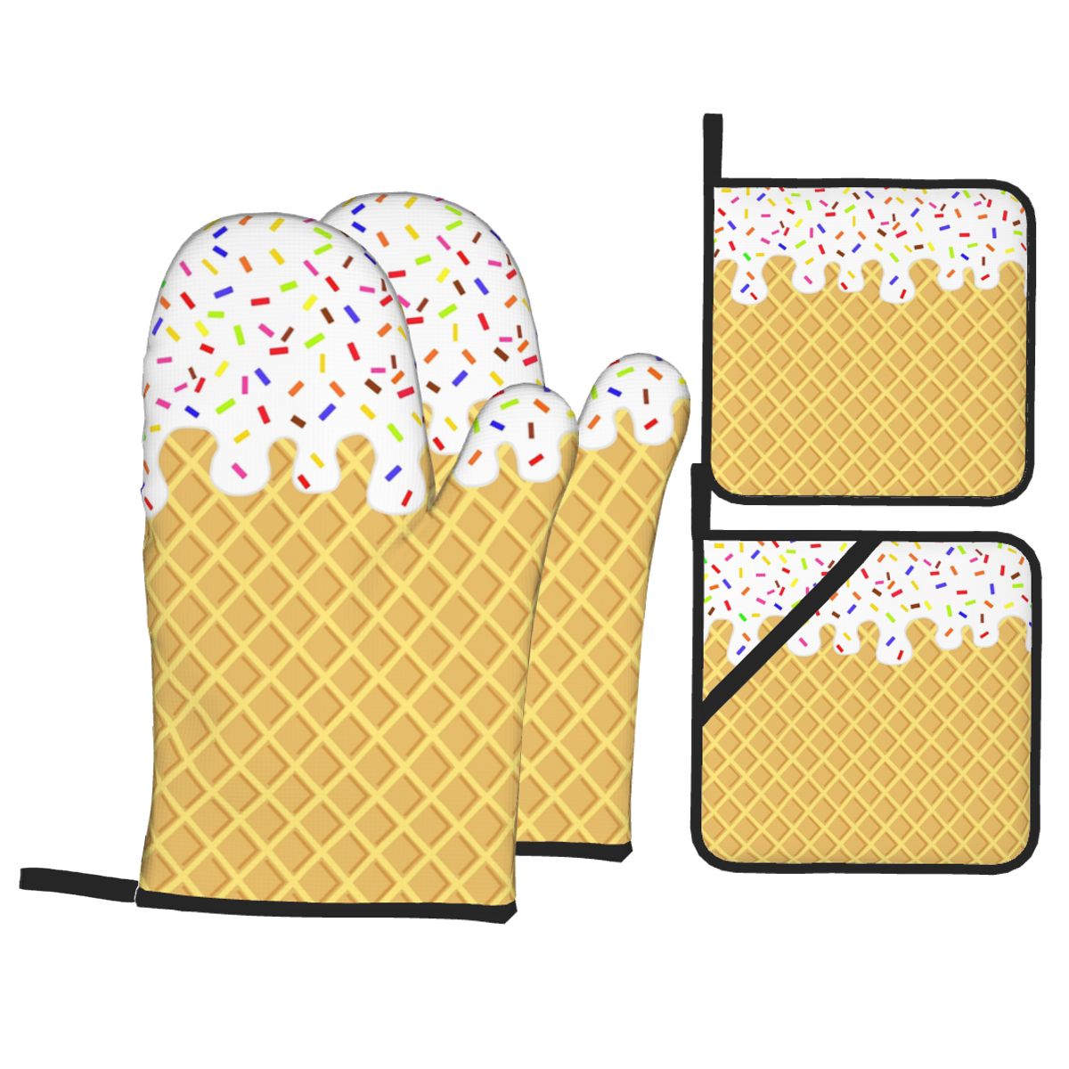 Melting Ice Cream Spider Cone Oven Mitts and Pot Holders for Kitchen