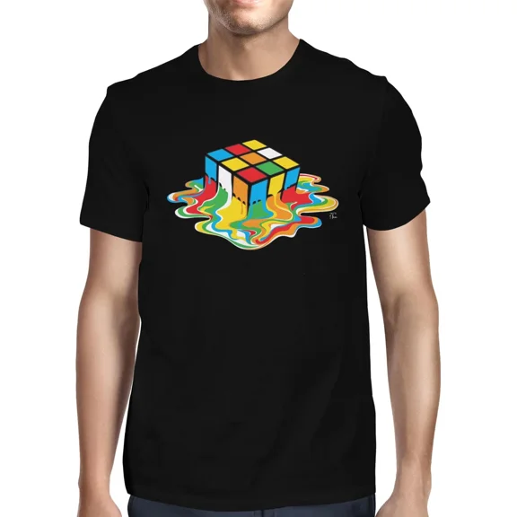 Melting Magic Cube Puzzle Graphic Unisex T-Shirt up to 5XL