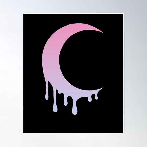 Melting Moon Kawaii Pastel Goth Poster Wall Art, Modern Wall Decor, 8x12 UNFRAMED
