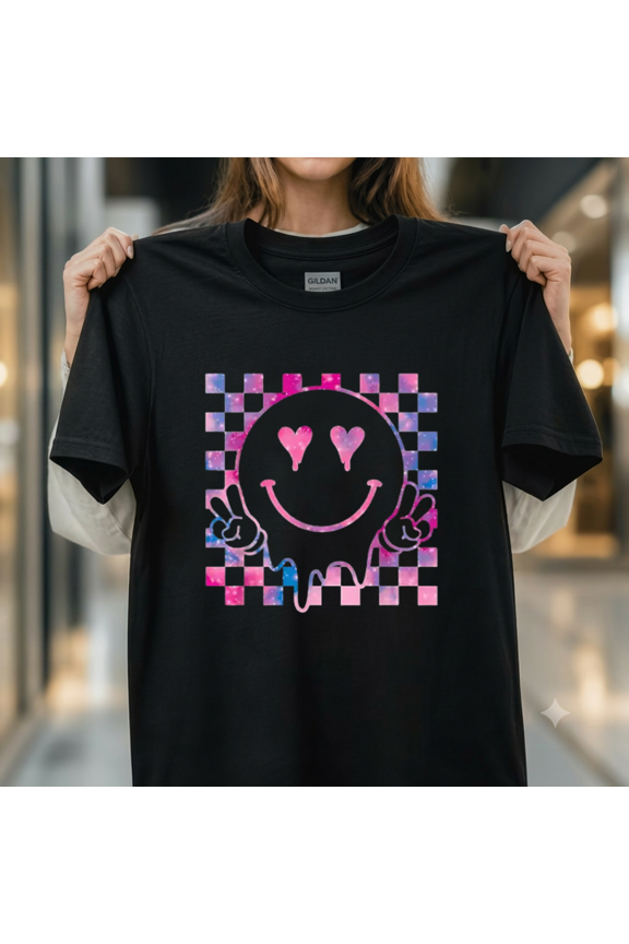 Melting Pink Smile Peace Smiling Melted Dripping Face Cute Tee Unisex T-Shirt, up to size 5XL