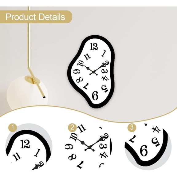 Melting Shaped Wall Clock Silent Hanging Ornament for Home Bathroom Classroom Decoration