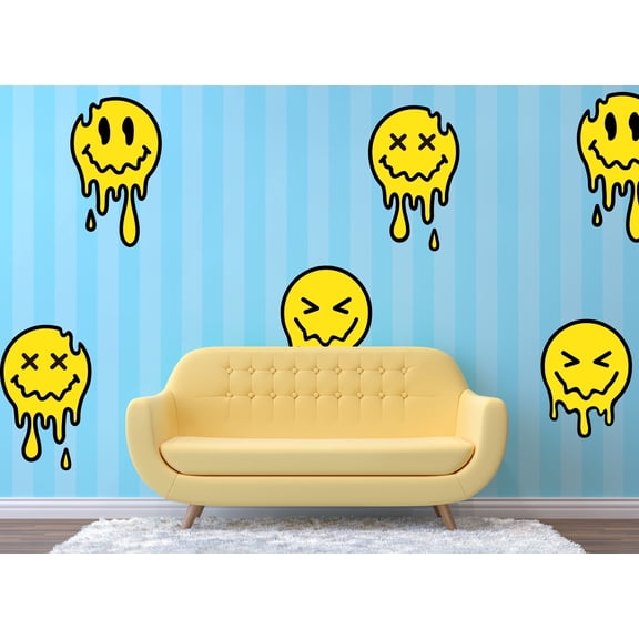 StickersForLife Melting Smiley Yellow Decals (6 Pack) se230