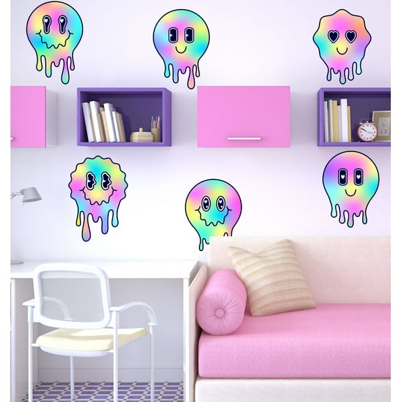 Melting Smile Faces Wall Decal & Stickers 8 Pack se231
