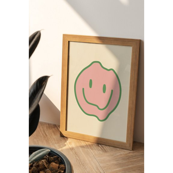 Melting Smiley Face Funky Trendy Green Have Nice Day Artistic Decorative Portrait Decor
