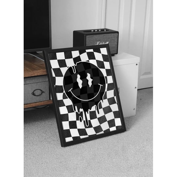 Melting Smiley Face Monochrome Grunge Wall Art Poster