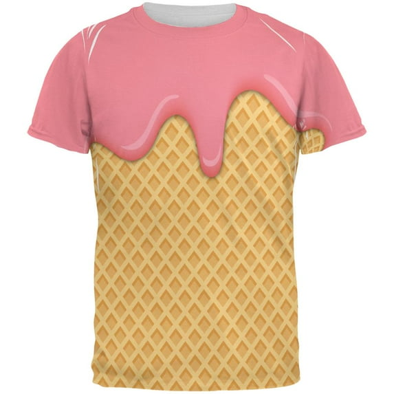 Melting Strawberry Ice Cream Cone All Over Mens T Shirt Multi LG