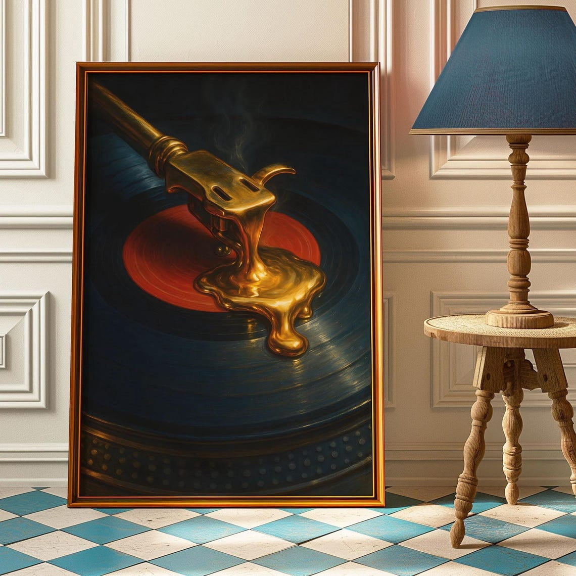 Melting Turntable Wall Art Print, Surreal Y2K Vinyl Record Player And ...