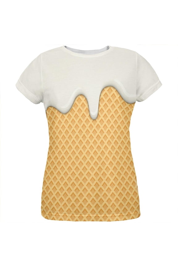 Melting Vanilla Ice Cream Cone All Over Womens T Shirt Multi LG
